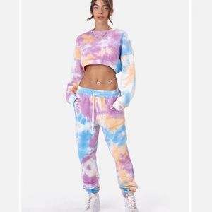 Adika Splash Tie Dye Cropped Sweatset